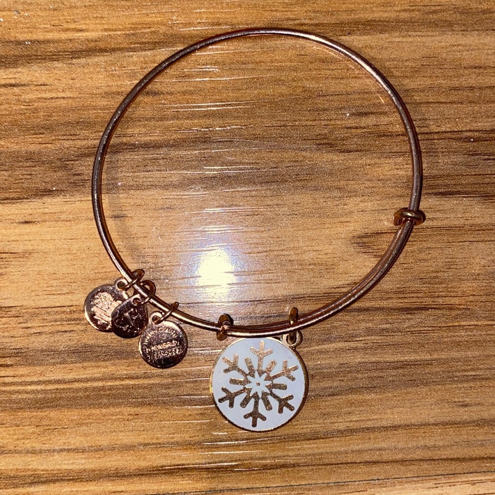 Alex and Ani rose gold snowflake bracelet